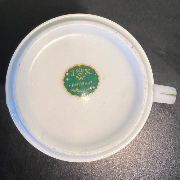 Vintage J.W.K. Bavaria, Germany Porcelain Cup  ~ Yellow & Purple Tulips ~ Floral - Picture 8 of 11